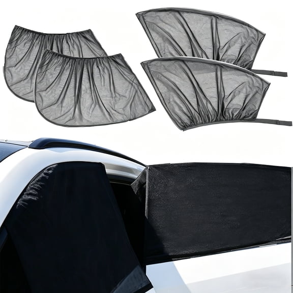 Car Window Sunshade, Breathable Mesh Car Window Screen for Truck,SUV Black, 4 Pcs