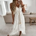 thumbnail image 4 of QLEICOM Summer Dress Savings Clearance Deals, Plus Size Casual Dresses, Women Sexy V Neck Sleeveless Hollow Out Tassel Lace Solid Ankle Length Dress, Beach Dress Sun Dresses White L, 4 of 5