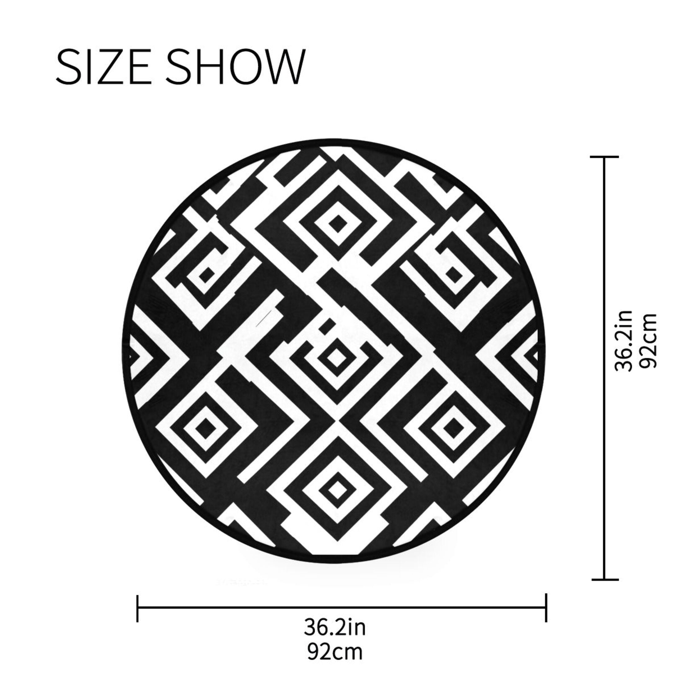 Black and White Texture Memory Foam Bath Mat 36" Absorbent Rug with Non Slip Base and 4 Bonus Pads
