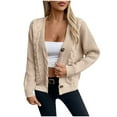 thumbnail image 6 of Feancey Women's Open Front Cardigan Sweaters 2024 Winter Chunky Knitted Jackets Fashion Cropped Button Sweater Shirts Dressy Casual Office Cardigans Deal of The Day Khaki L, 6 of 7