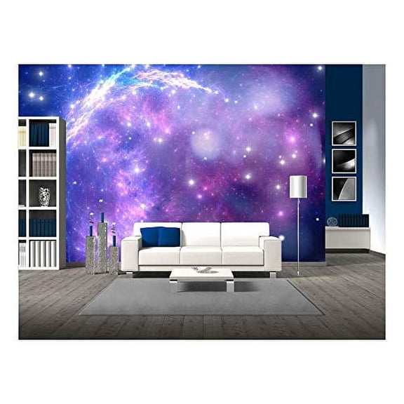 wall26 - Purple Space Nebula - Removable Wall Mural | Self-Adhesive Large Wallpaper - 100x144 inches