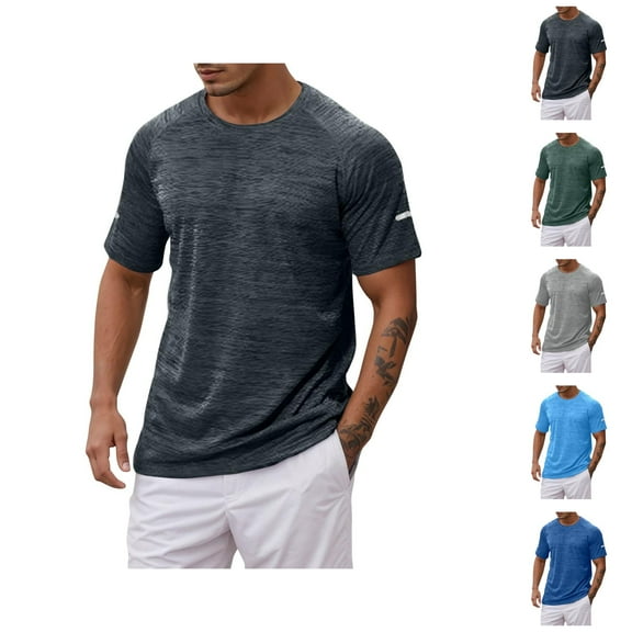 Mens Workout Shirts Summer Moisture Wicking Quick Drying Lightweight Breathable Tshirt Athletic Running Shirts for Men