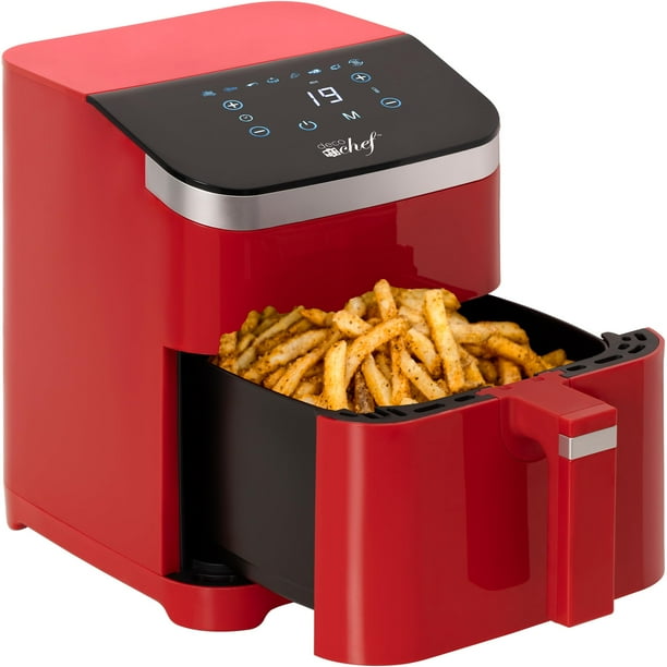 Deco Chef 5.8QT Freidora de aire, programas de cocina inteligente 8 en 1, cesta antiadherente y apta para lavaplatos, rojo