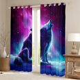thumbnail image 2 of Wolf 30%-50% Blackout Curtains,Polar Lights Curtains & Drapes Howling Wolves Curtains Teens Room Decor (38Wx45L) 2 Panels,Outer Space Safari Wildlife Animals Window Curtains, 2 of 6