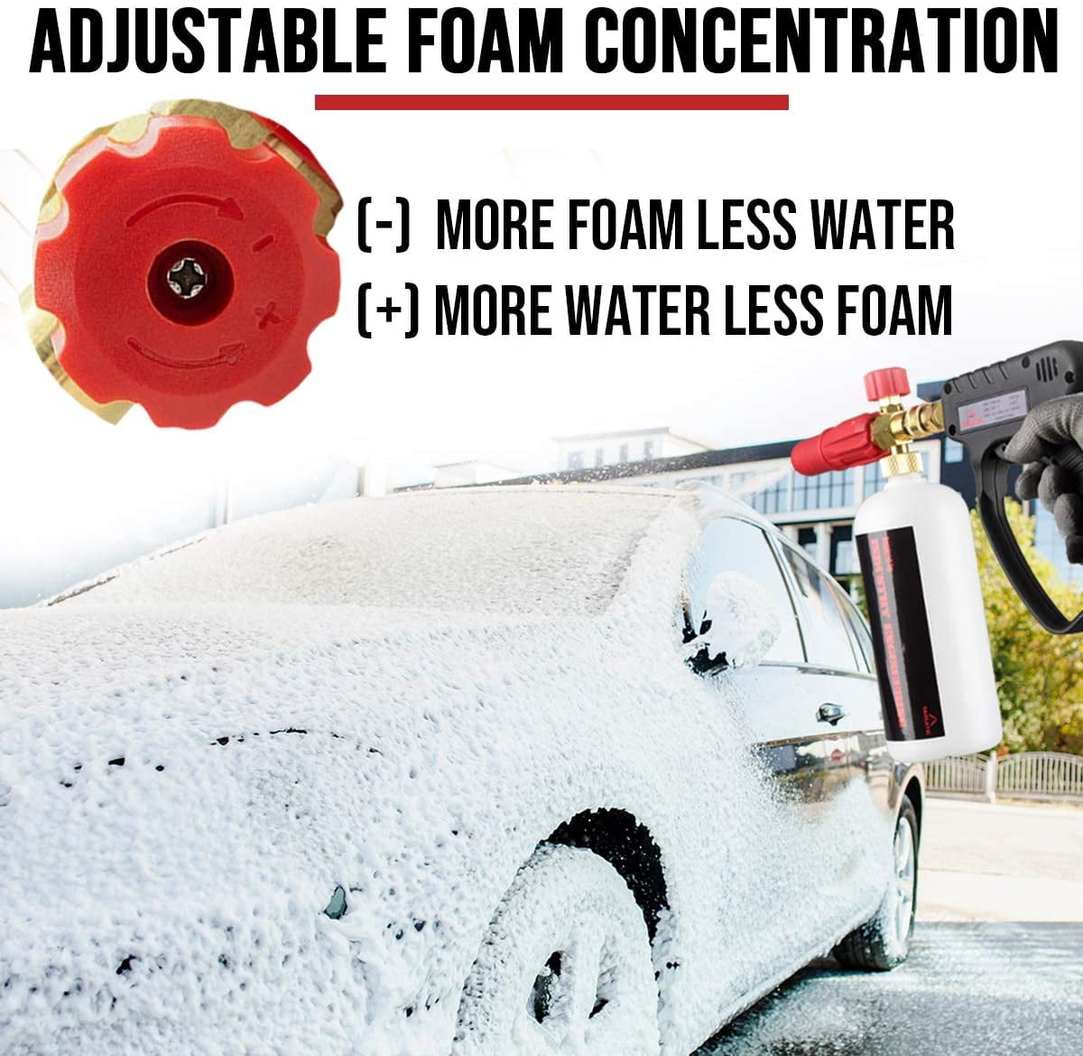YAMATIC Heavy Duty Foam Cannon, Adjustable Snow Foam Lance, 1/4" Quick Connect, 5 Nozzle Tips