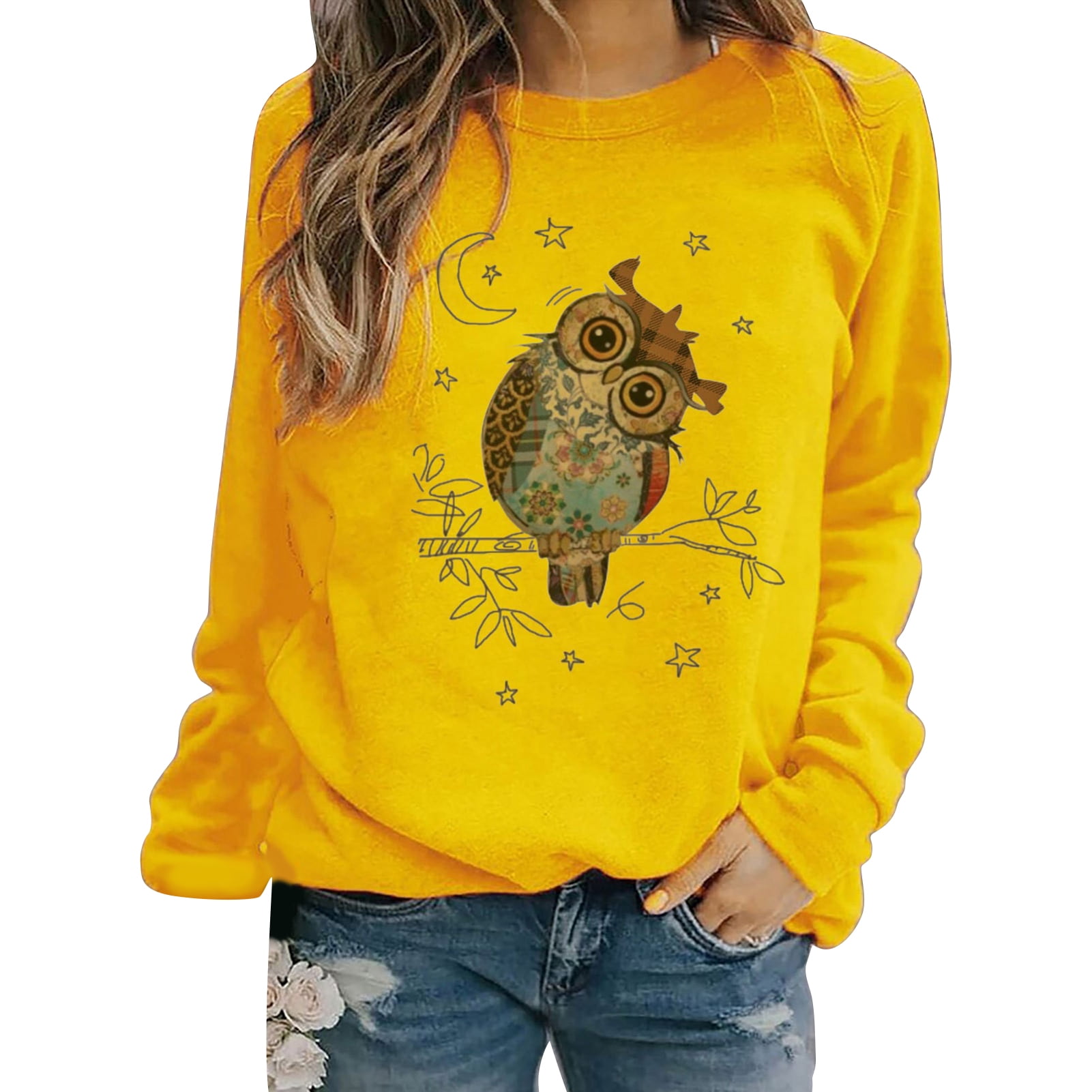 WomenClothes Cute Owl Print Pullover Sweatshirt Long Sleeve Autumn