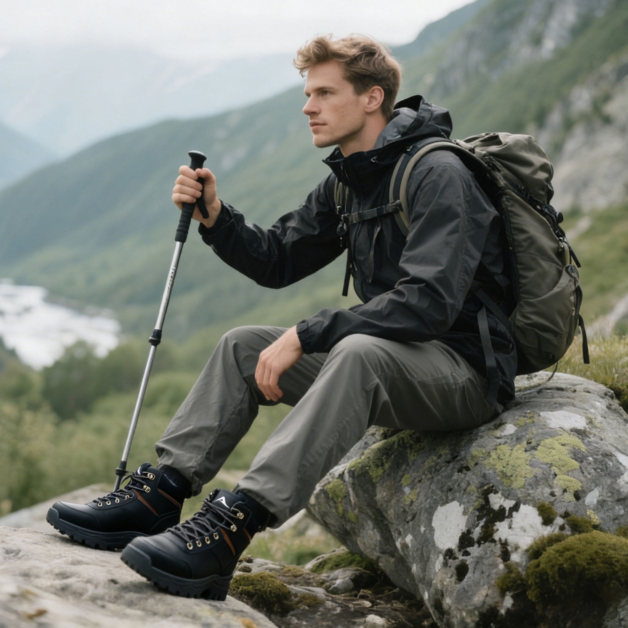 MeMoride Men's Ankle High Waterproof Hiking Boots Outdoor Trekking Camping Shoes