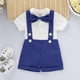 thumbnail image 3 of Fashion Baby Boys Baptism Outfit Infant Wedding Gentleman Set Birthday Party Formal Christening Suit Suspender Bow Tie Romper, 3 of 5