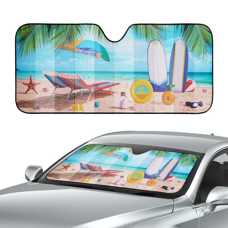 Auto Drive Beach Design Windshield Sunlights Block Accordion