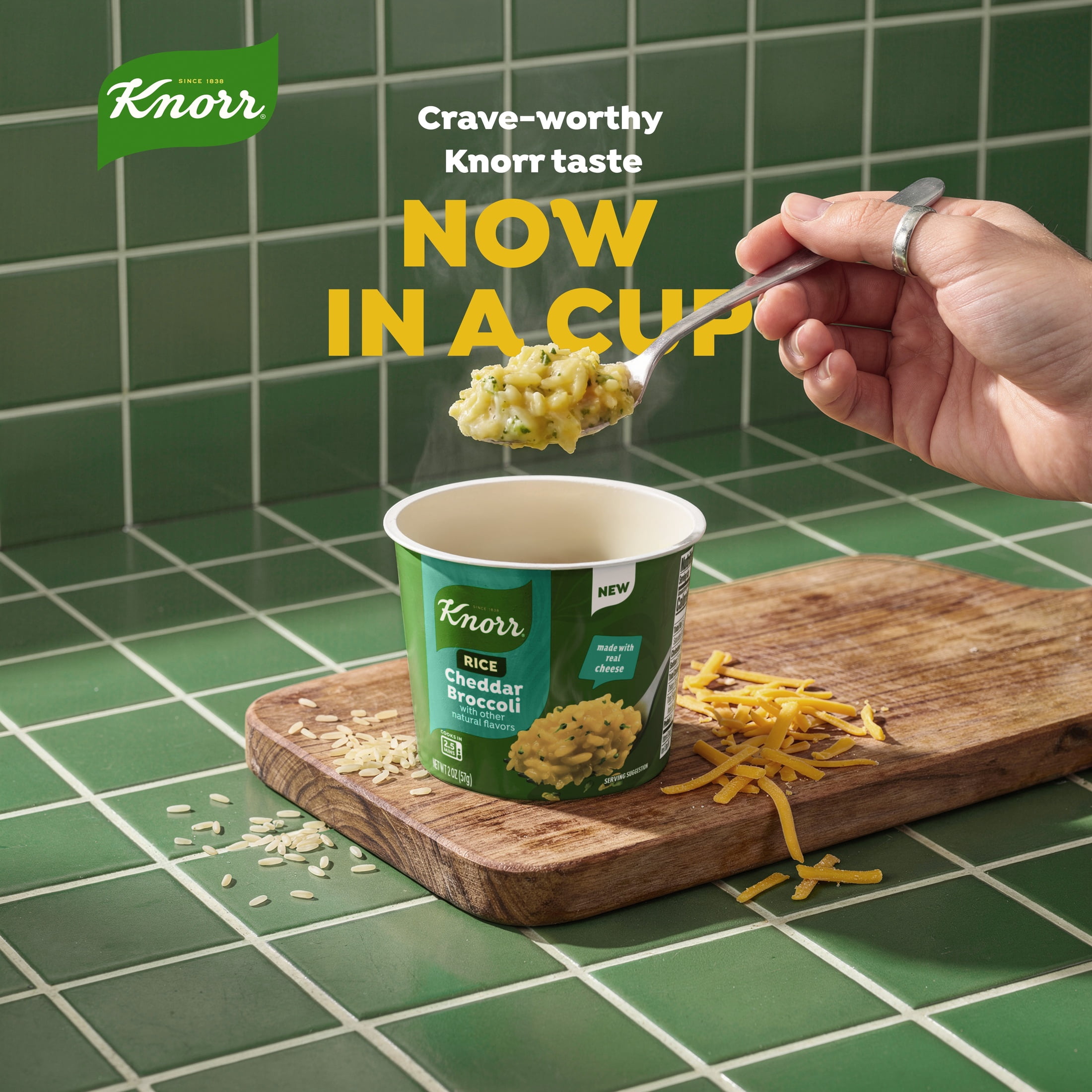 (8 pack) Knorr Cheddar Broccoli Rice Cups, Made With Real Cheese, 2.0 oz