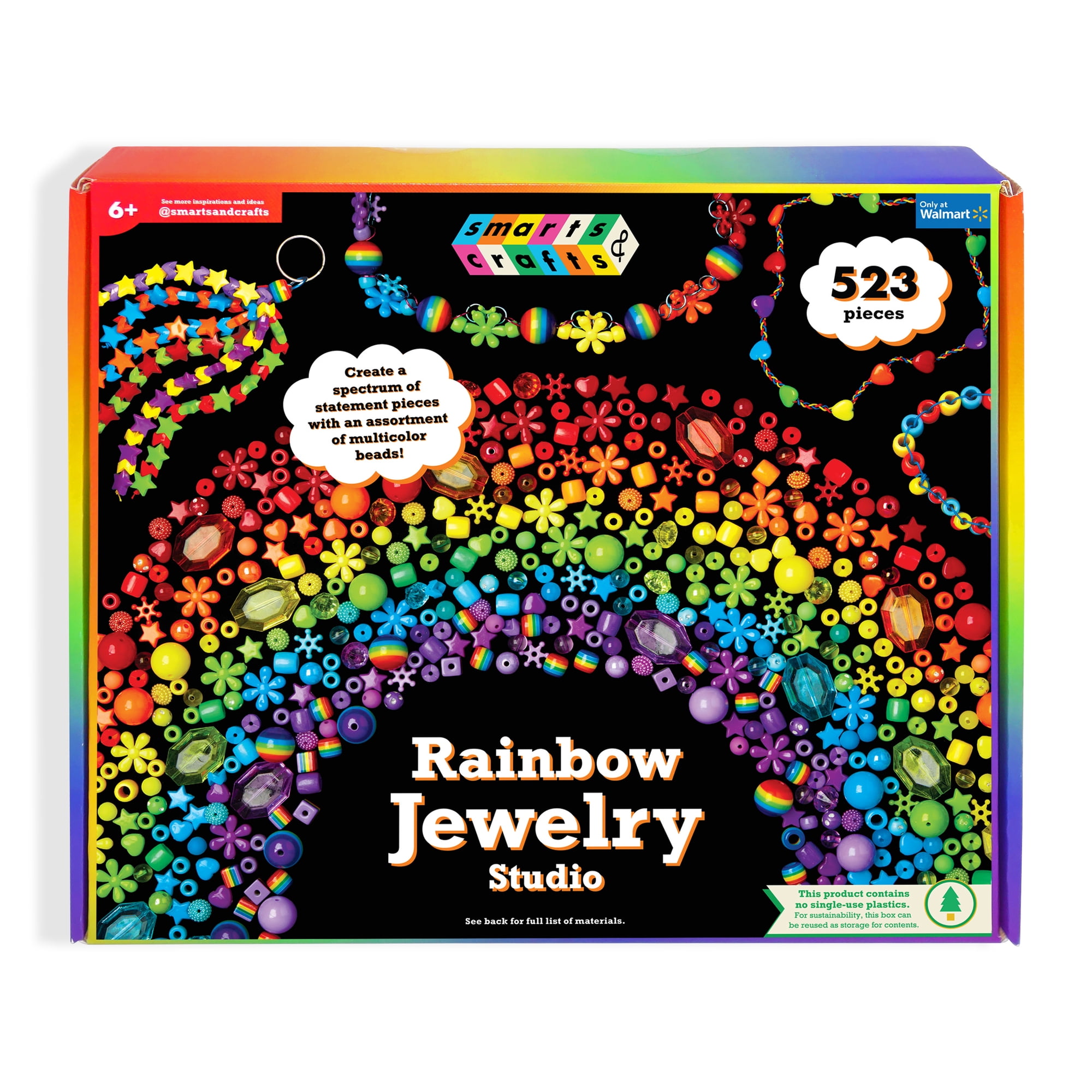 Smarts & Crafts Rainbow Jewelry Studio, 500+ Pieces, Multi-Color, Children Ages 6+