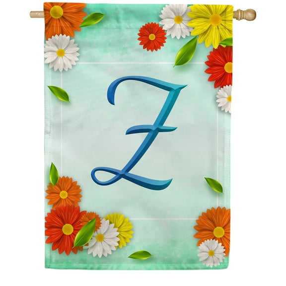 America Forever Summer Floral Monogram House Flag Letter Z 28 x 40 inches Cosmos Yellow Red White Spring Flower Double Sided Vertical Outdoor Yard Lawn Decorative Seasonal Summertime House Flag