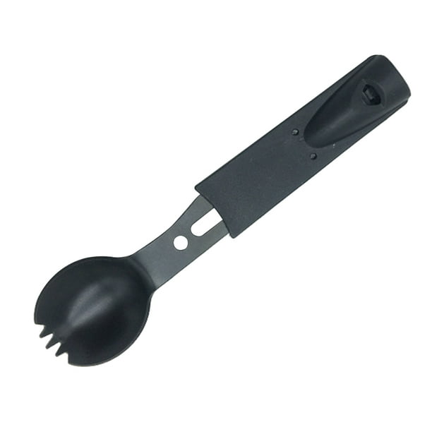 Spork de Acero inoxidable con silbato Para campamento al aire libre negro Ehuebsd