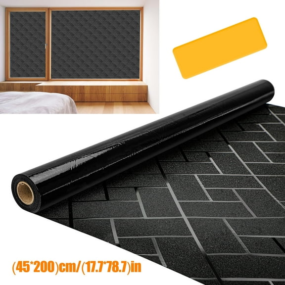 17.7 x 78.7'' Total Blackout Privacy Window Film, EEEkit Peel and Stick UV Light Blockin Door Window Film