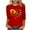 Red, variant on successthop Trendy Blouses for Women 3/4 Sleeve Tee Shirts Lightweight Oversized Crewneck Clothes Print Shirts