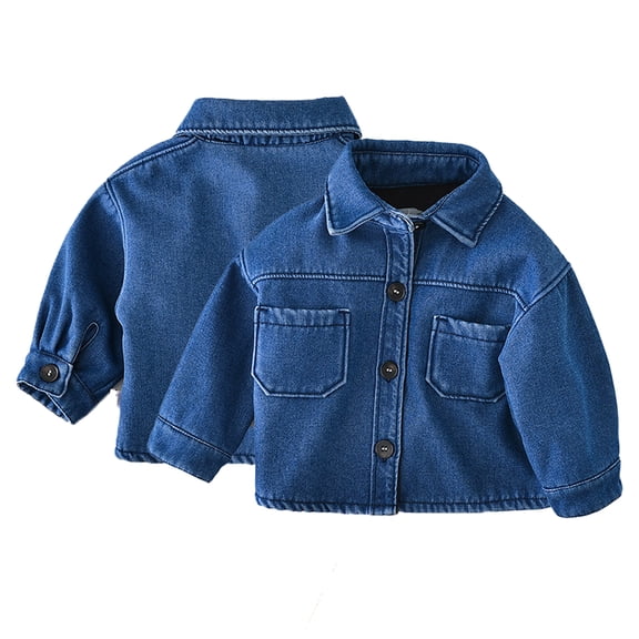 KYAIGUO Toddler Baby Boy Girls Denim Jacket Newborn Cowboy Outwear Casual Clothes Warm Fleece Jeans Jacket