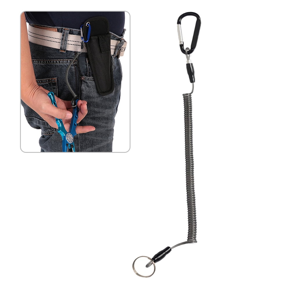 Coiled Lanyard Elastic Hand Line Fishing Lanyard with Carabiner Clip