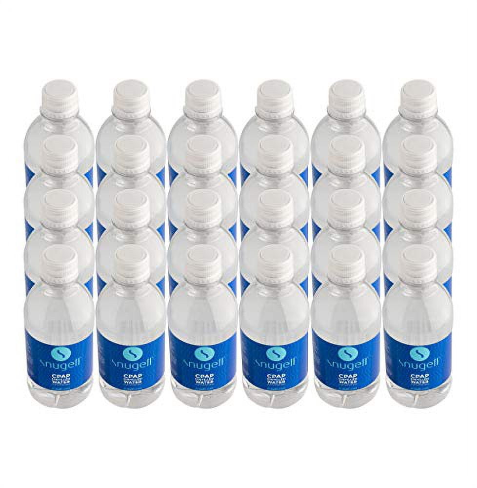 Distilled Water for CPAP Humidifiers by Snugell , 24 Bottle Pack 12oz H20 , Travel Friendly , 12oz H2O , Made in USA ,