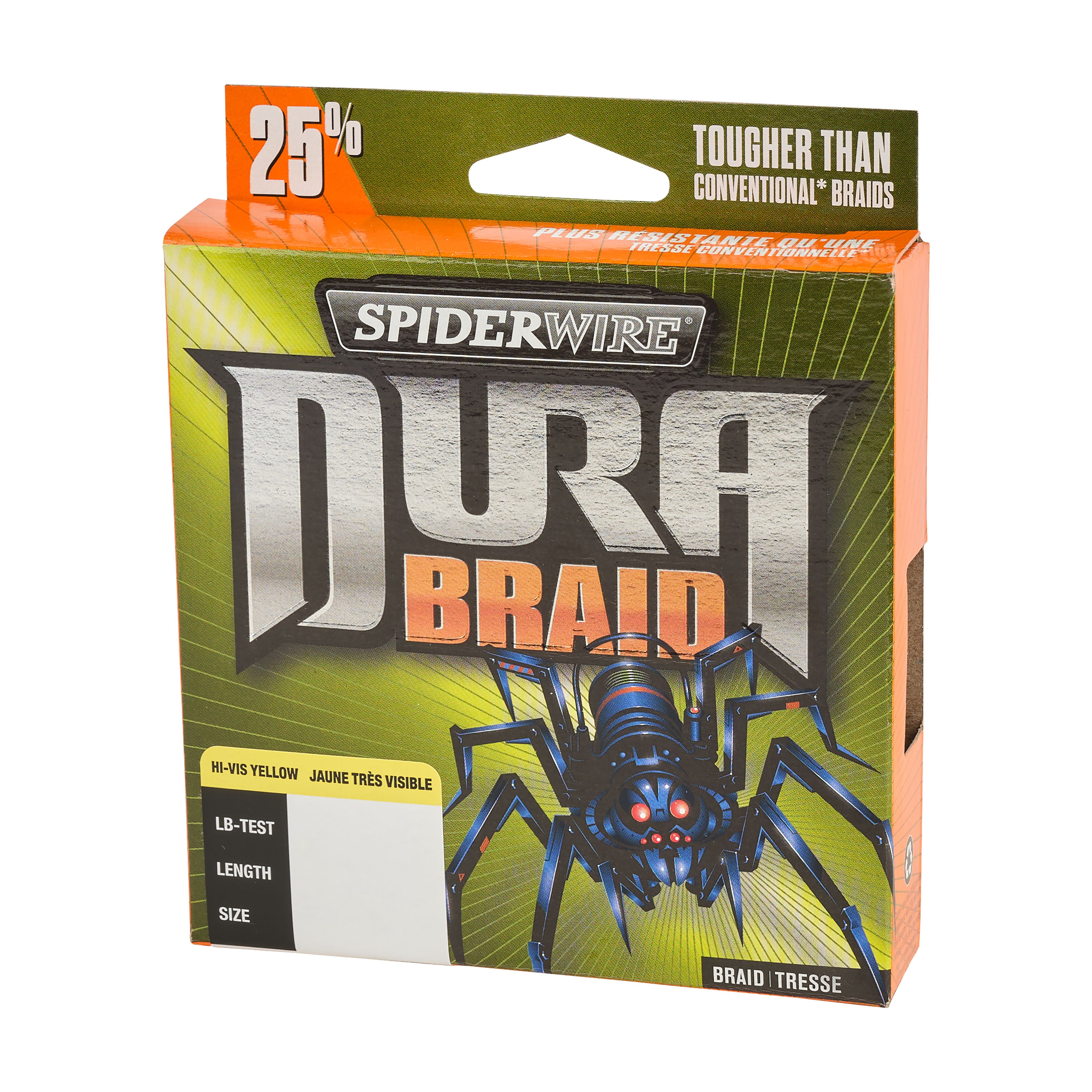 SpiderWire DuraBraid Fishing Line, Hi-Vis Yellow, 50 lb Test Strength, 300 yd