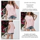 thumbnail image 5 of Bienvenido Blusa frontal torcida Manga corta Cuello en V Costuras de malla Hombro Color puro Túnica torcida frontal Top Rosa XL, 5 of 6
