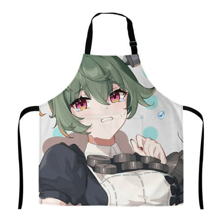 

Zenless Zone Zero Adjustable Apron Cute Cartoon Cooking Apron with Pockets Machine Washable