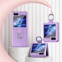 for Samsung Galaxy Z Flip 7 Phone Case, Protective Cover with Ring, Heavy Duty Shockproof Hard PC Case for Samsung Galaxy Z Flip 7 5G Wireless Charging Ultra-thin, Purple