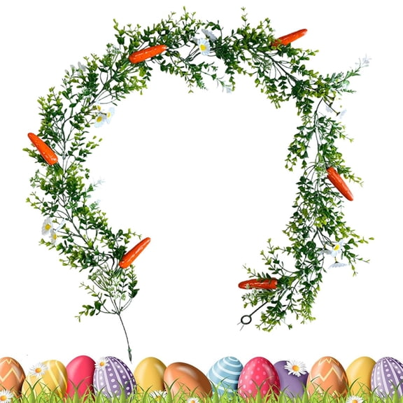 Goowood Easter Garland Spring Garland for Mantle Greenery Flower Garland Artificial Plants for Indoor Door Table Farmhouse Decor