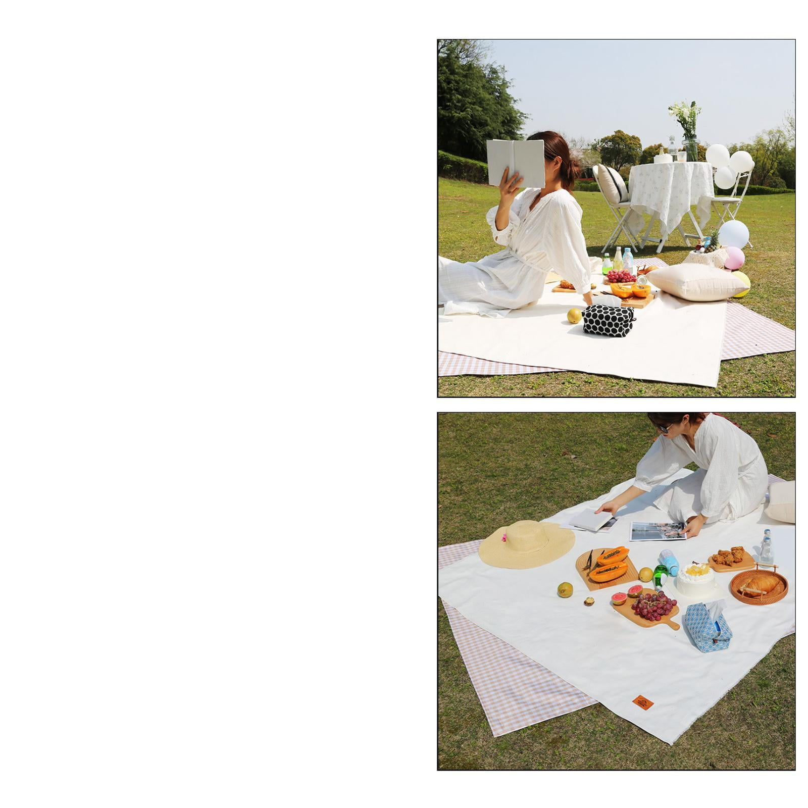 Shangren Picnic Blanket Outdoor Mat Large Waterproof Foldable Perfect For Beach Camping White White