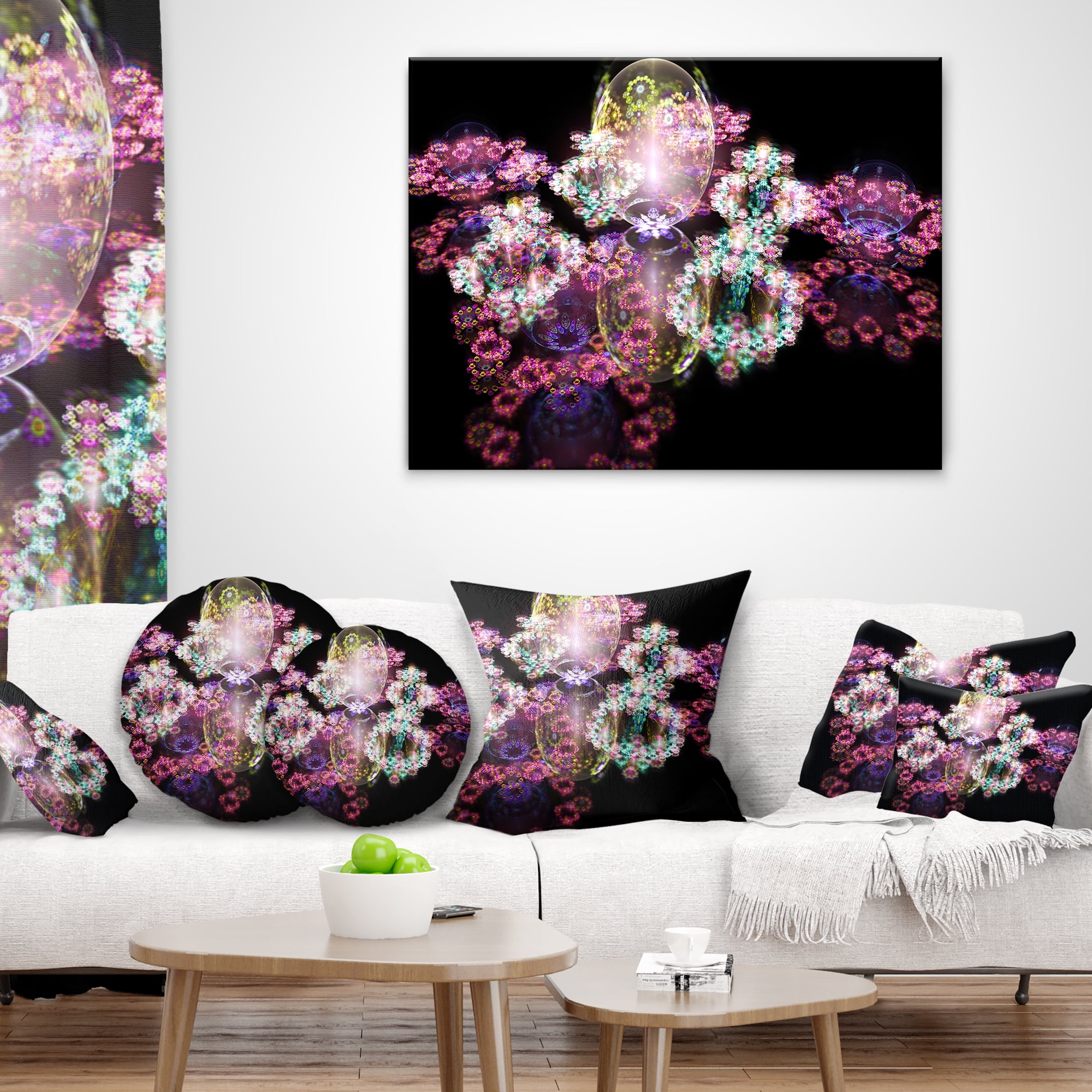 Designart Pink Water Drops on Mirror - Abstract Throw Pillow - 12x20