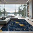 thumbnail image 2 of ODIKA 8'x10' Washable Area Rug Record Retro Abstract Music Note Groove Swirl Grooves Disc Vinyl Cd Playful for King Size Bedroom Under Bed, Master Suite, Non-Shedding, Easy Care, 2 of 7