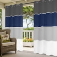 thumbnail image 2 of Outdoor Curtains for Patio Waterproof Grey Bue Stripe Indoor/Outdoor Curtain Tiebacks Ombre Grey Stripes Privacy Curtain Sun Block Grommet Drapes for Pergolas Gazebo Porch Balcony 2 Panel 54x84 Inch, 2 of 9