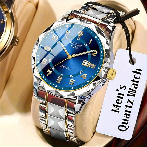 1pc Men Watch Stainless Steel Strap Men's Roman Rhinestones Watch, Quartz Watch | Minimalism Watch Design | Classic Watch | Ideal for Birthday, Holiday Gifts Valentine's Day