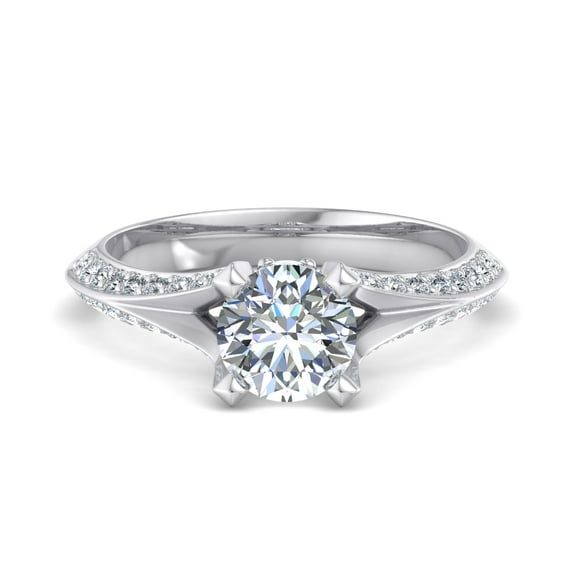 Oryn Jewel 1.7 Ct Round Cut Lab Created Diamond Engagement Ring for Women - 14K White Gold Over Split Shank Solitaire Ring with Accent Diamonds for Wedding and Engagement - Proposal Rings
