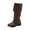 Brown, variant on Womens Flat Boots Mid Calf Low Heel Fall Slouchy Cowgirl Boots