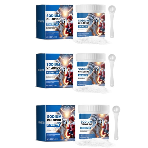 Pet Friendly Salt for Ice and Snow, Rock Salt for Snow, Fast Acting Granular Rock Salt for Driveways & Sidewalks, Ice Melt Snow Melting Agent(3PCS)