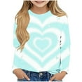 thumbnail image 2 of Girls Mint Green Gradient Heart Print Long Sleeve Top - Sparkly Soft Stretch Crewneck, Easy Care for Ages 3-13,Size 11 T, 2 of 5