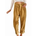 thumbnail image 1 of Pantalones Casuales de Cintura Alta y Pierna Recta para Mujer, Holgados y Cómodos, con Bolsillos Caqui XXL, 1 of 6