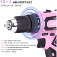thumbnail image 4 of 20V Pink Cordless Drill Driver Kit with 1.5Ah Battery, Charger & Bag for Home Use, 4 of 7