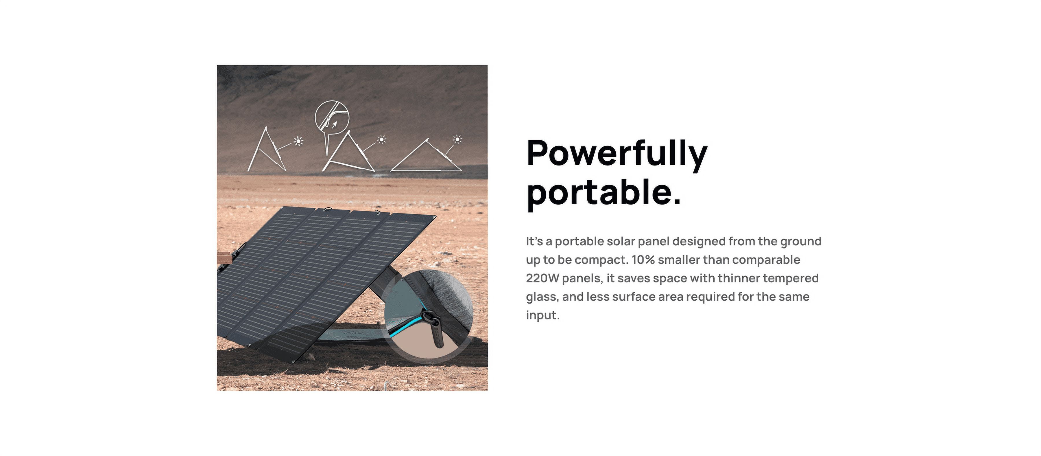 EF EcoFlow 220W Portable Solar Panel for Power Station, Foldable Solar Charger with Adjustable Kickstand, Waterproof IP67 for Outdoor Camping,RV,off Grid System
