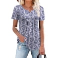 thumbnail image 3 of Traleubie Womens Plus Size Tunic Tops Short Sleeve Casual Floral Henley Shirts M-4XL, 3 of 4