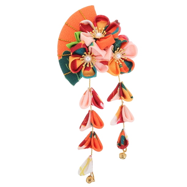 Pinza para el pelo de kimono japonés tradicional, elegante horquilla Hanfu con borla floral, accesorio para el cabello de mujer para bodas, fiestas de cosplay
