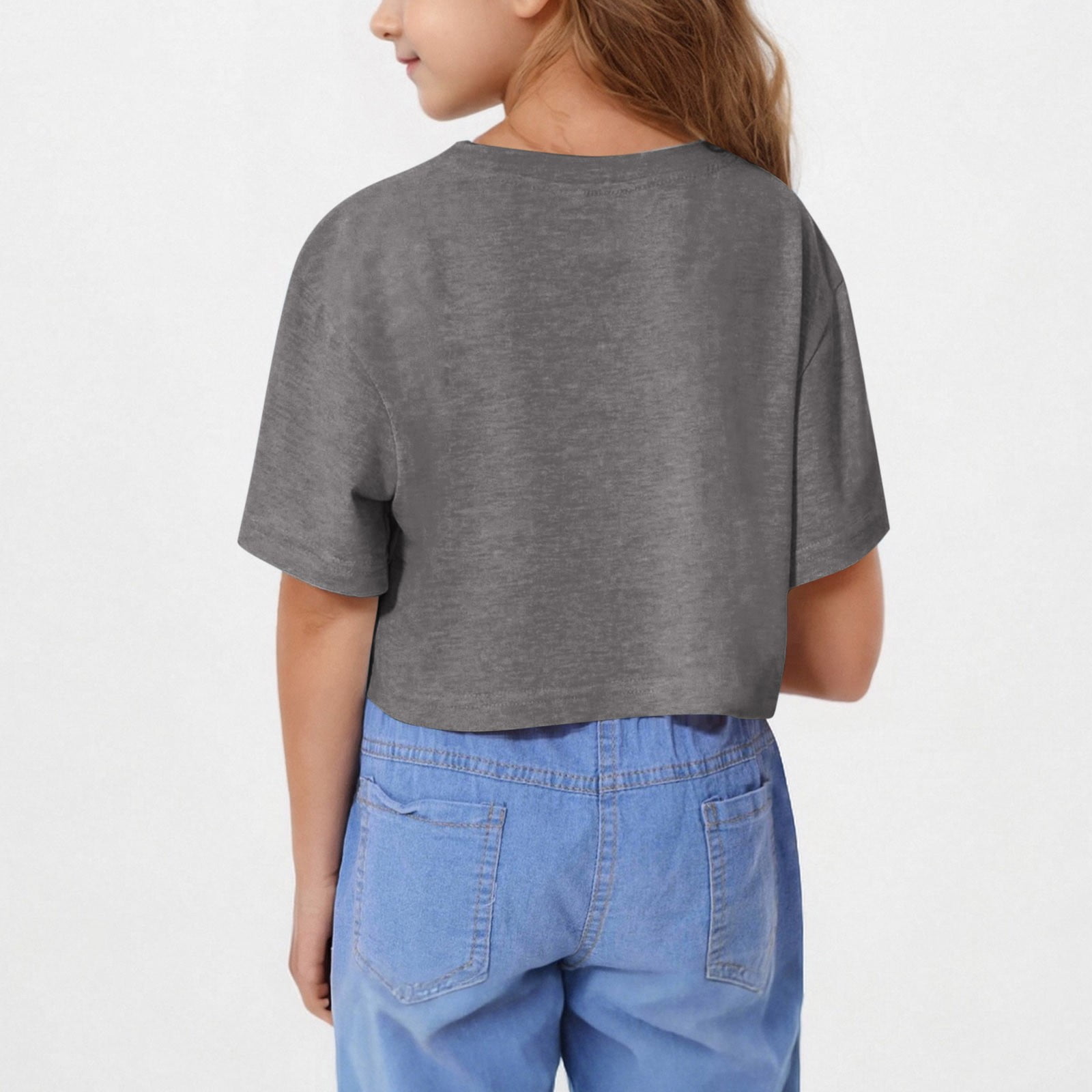 DecSea Girls Summer Crop Tops Kids Fashion Oversized Crew