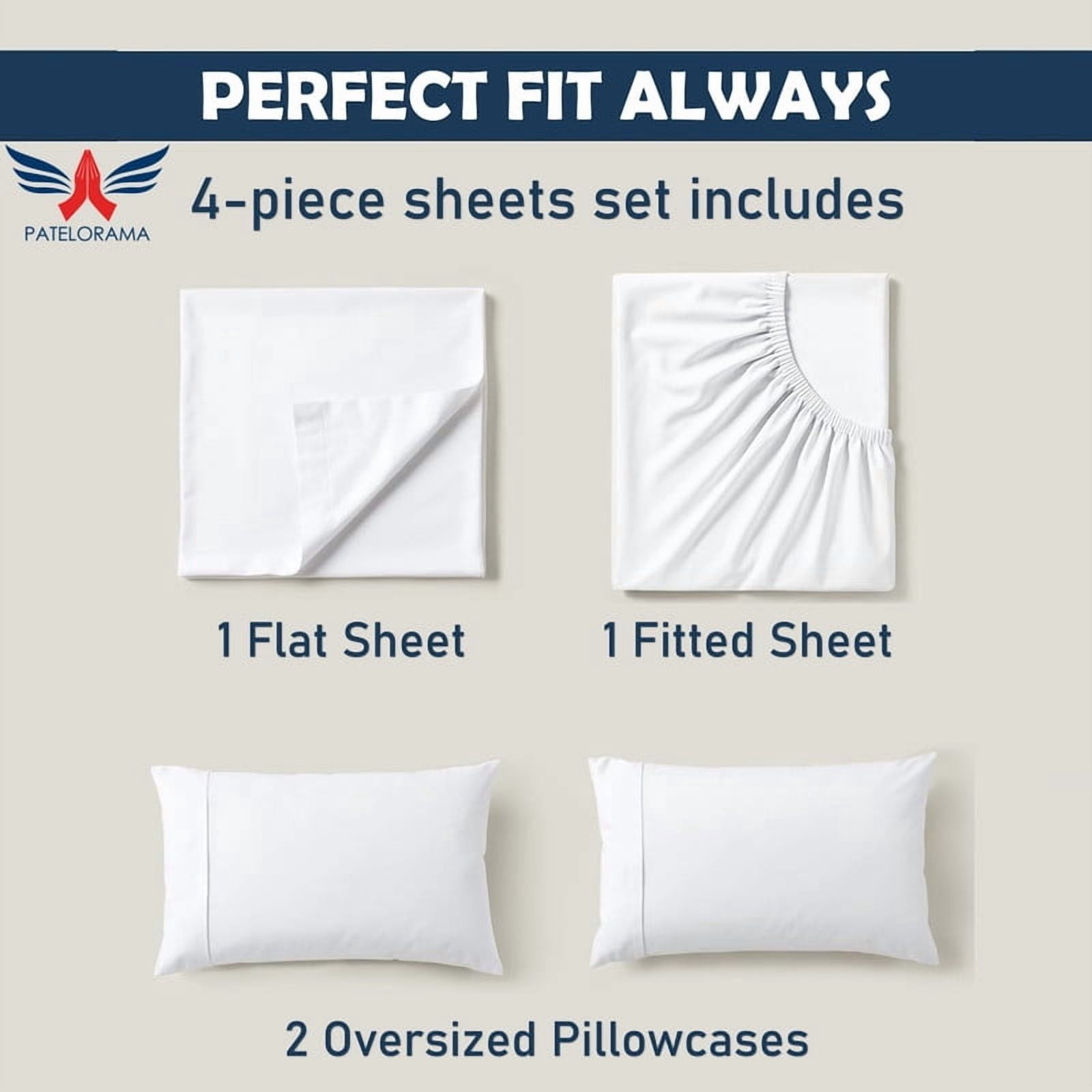 100% Viscose Derived from Bamboo Queen Size Sheets 4-Piece 1000 Thread Count - For Hot Sleeper - Breathable & Cooling, Hotel Luxury - 10" Deep Pocket - White