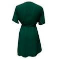thumbnail image 4 of Bigersell Dresses for Women 2023 Party Ladies V-neck Solid Color Chiffon Elastic Waist Ruffled Short Sleeve Dress Homecoming Dresses Regular Sun Dress Dresses, Style 37448, Green XXL, 4 of 6