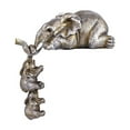 thumbnail image 2 of Estatua familiar de elefante hecha a mano con piezas de arte de resina para decoración del hogar, madre con dos bebés en el borde, 2 of 8