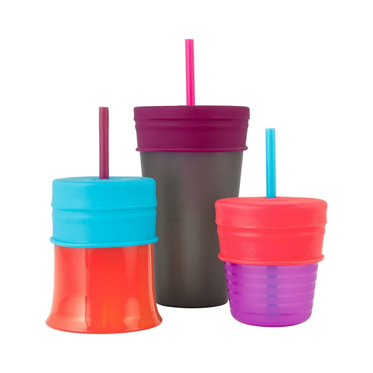Snug Spout Universal Silicone Straw Lids and Cup: Blue Multi