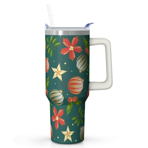 40oz Snowflakes Christmas Tumbler with Lid Straw Stainless Steel Insulated Cup Holiday Coffee Water Bottle Gifts