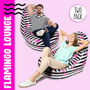 Inflatable Deck Chair | Blow Up Chair | Blow Up Lounge Chair | Inflatable Pool Lounger | Inflatable Poolside Chairs 2 Pack | Flamingo Print | Portable Inflatable Seats for Lounge | Indoor/Outdoor Use