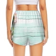 thumbnail image 2 of Lsque Flowers And Turquoise Wooden Printed Women's Running Shorts with Liner Pockets,Elastic Quick Dry Workout Athletic Gym Yoga Shorts,Womens High Waist Shorts-XX-Large, 2 of 9