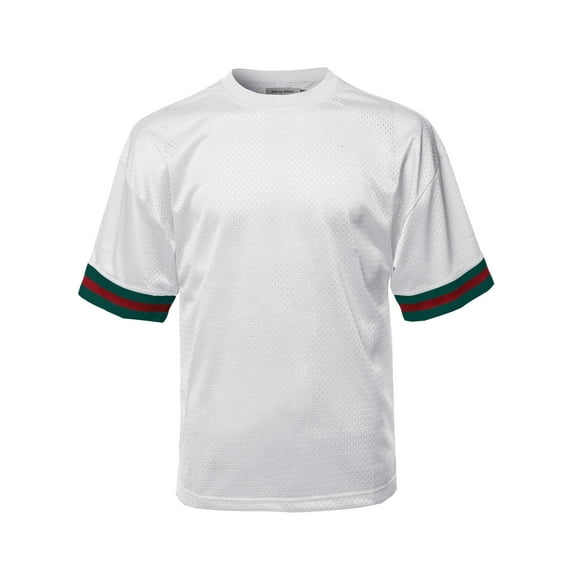 FashionOutfit Men's Casual Active Sports Round Neck Short Sleeve Mesh Stripe Jersey T-Shirt